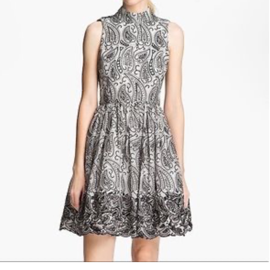 $797 Alice + Olivia Open Back Lace Dress Embroidered Beaded Paisley Party S